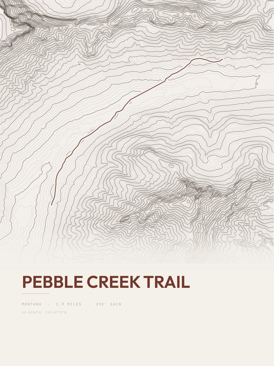 Pebble Creek Trail topographic trail print