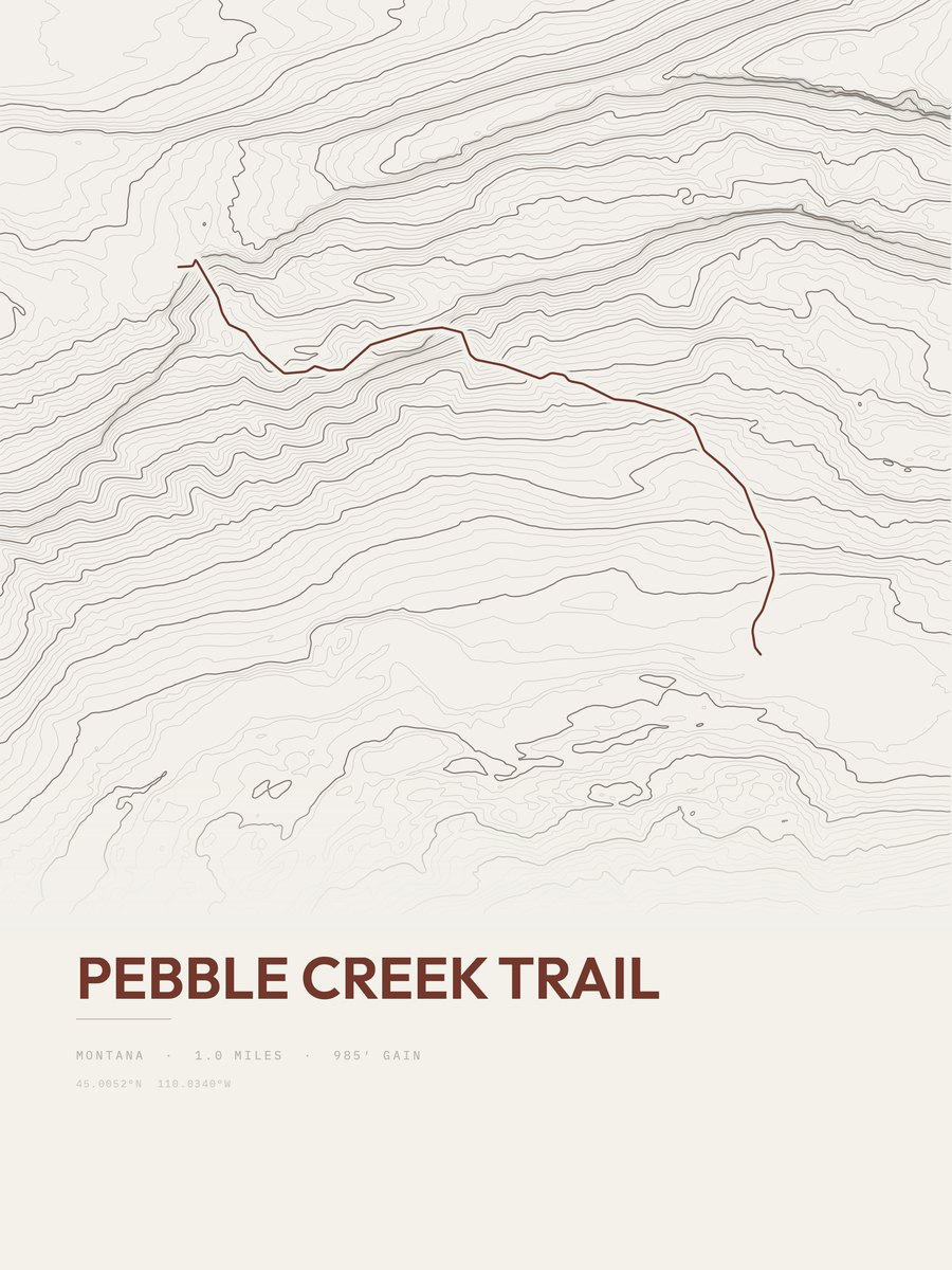 Pebble Creek Trail topographic trail print