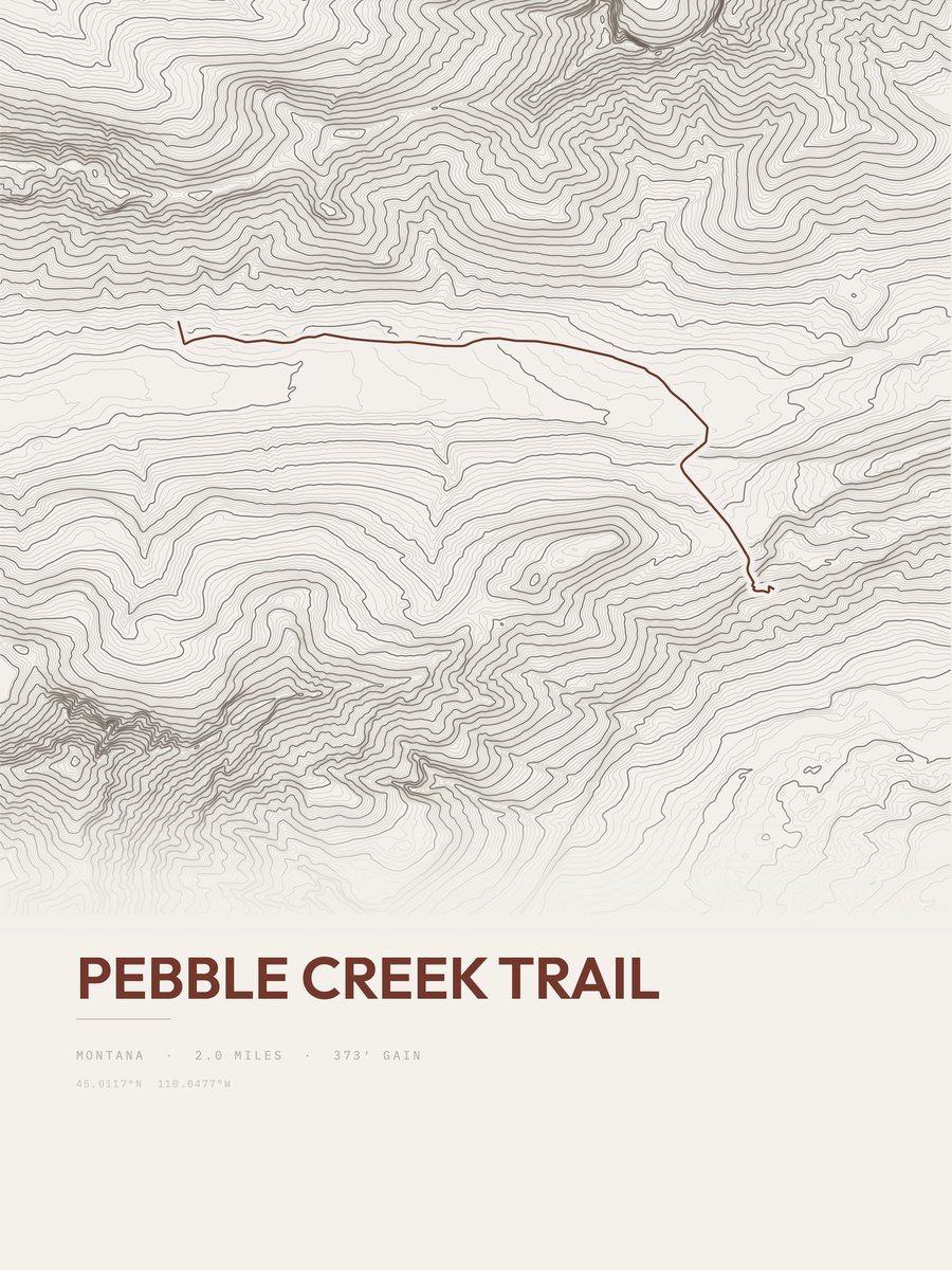 Pebble Creek Trail topographic trail print