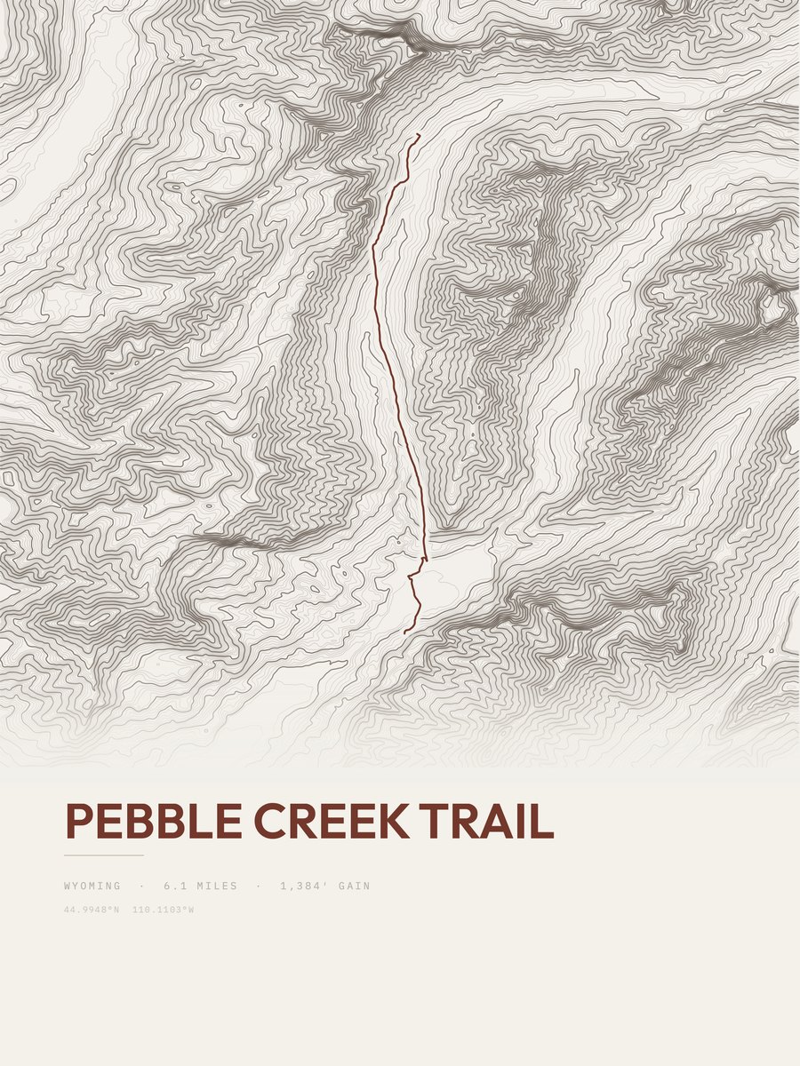 Pebble Creek Trail topographic trail print