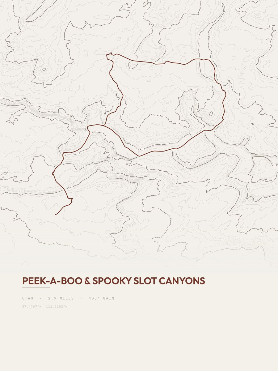 Peek-A-Boo & Spooky Slot Canyons Topographic print