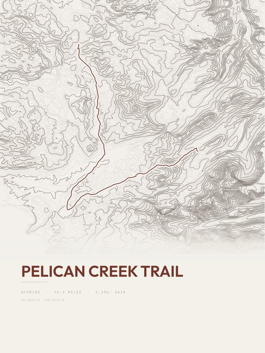 Pelican Creek Trail topographic trail print