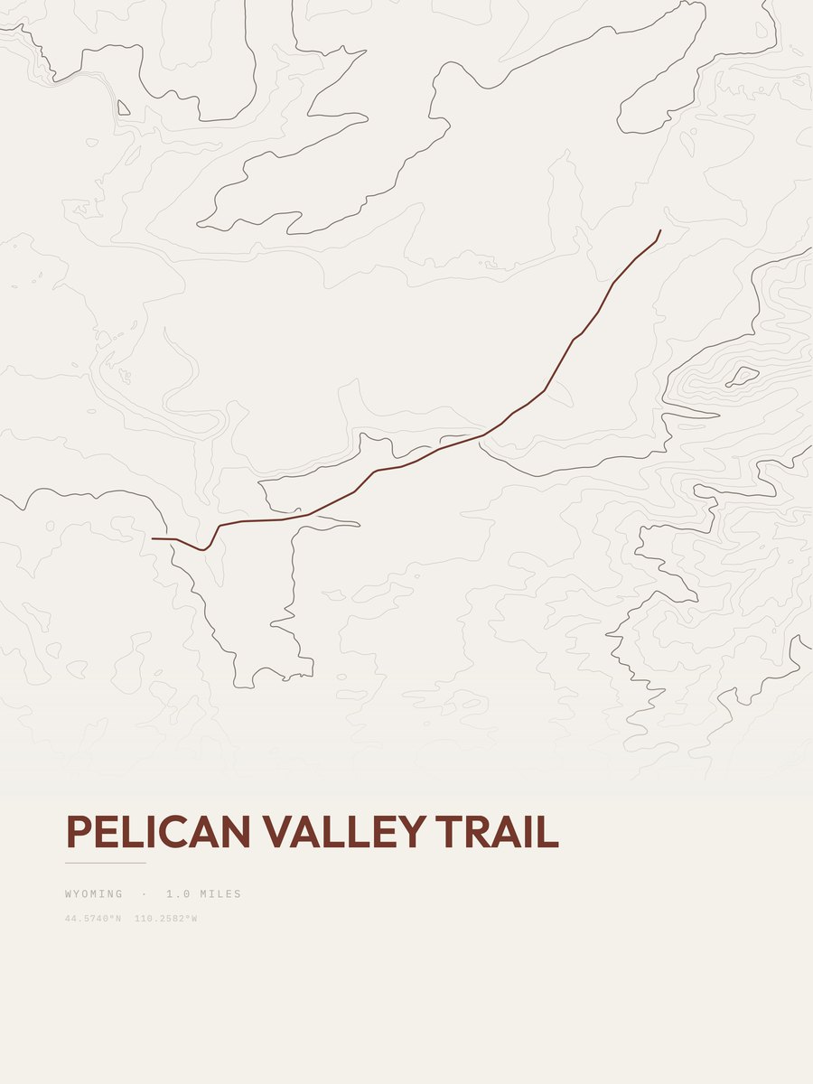Pelican Valley Trail topographic trail print