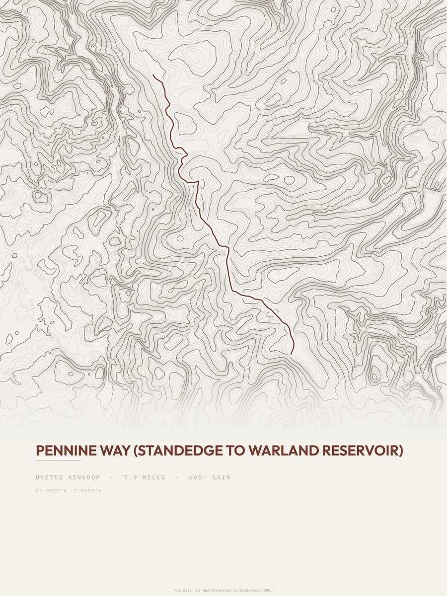 Pennine Way Topographic print