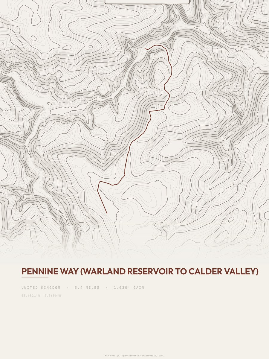 Pennine Way Topographic print