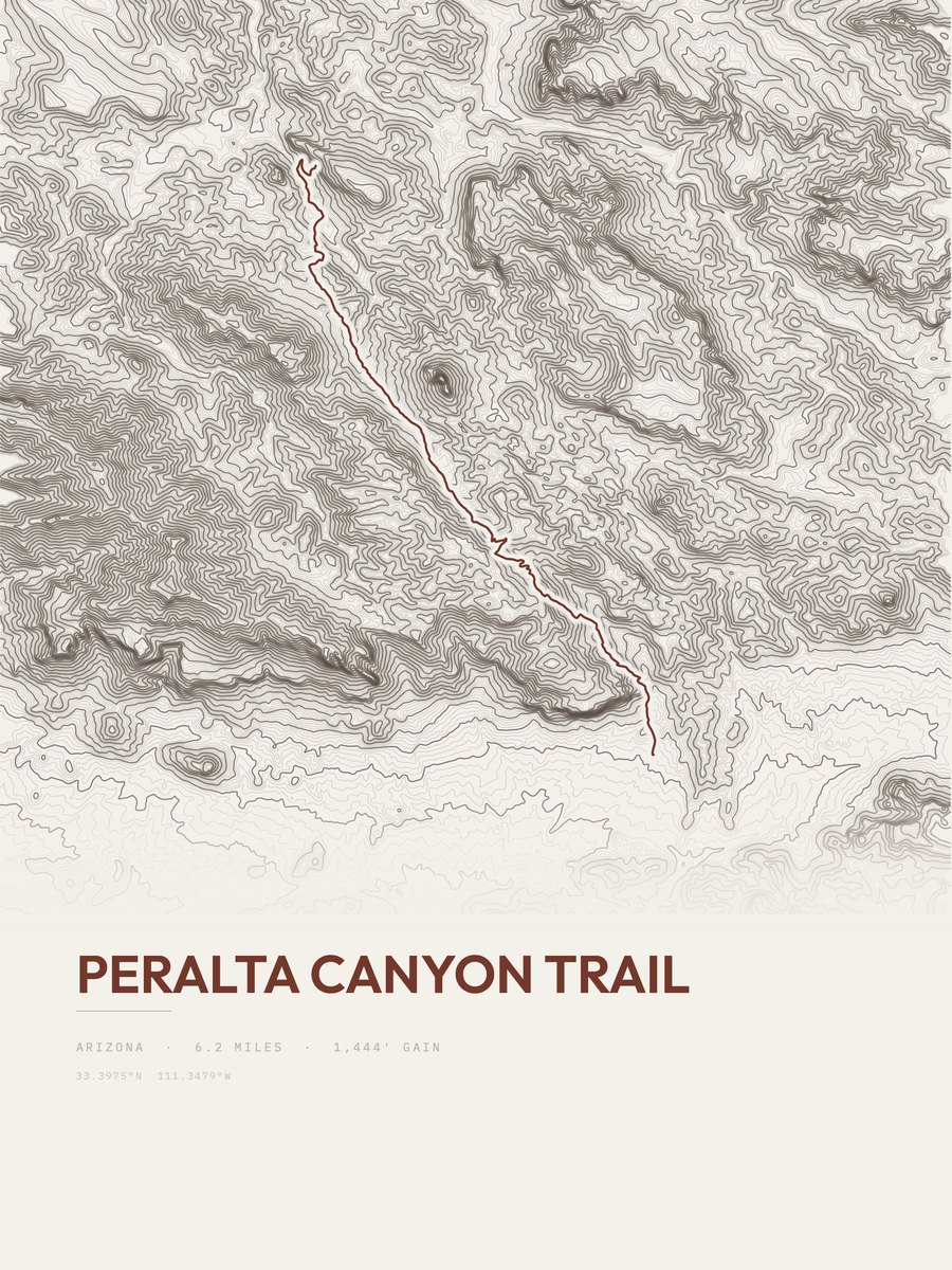 Peralta Canyon Trail Topographic print