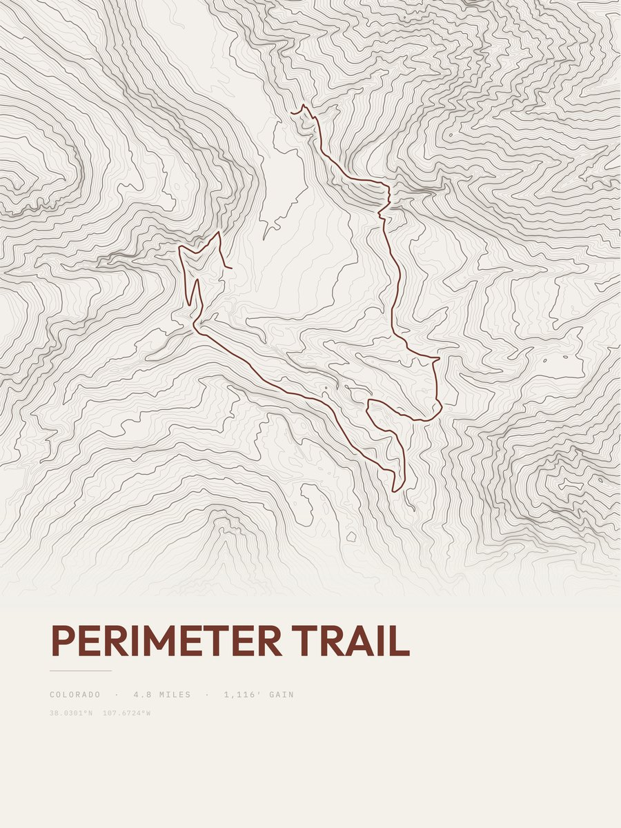 Perimeter Trail topographic trail print