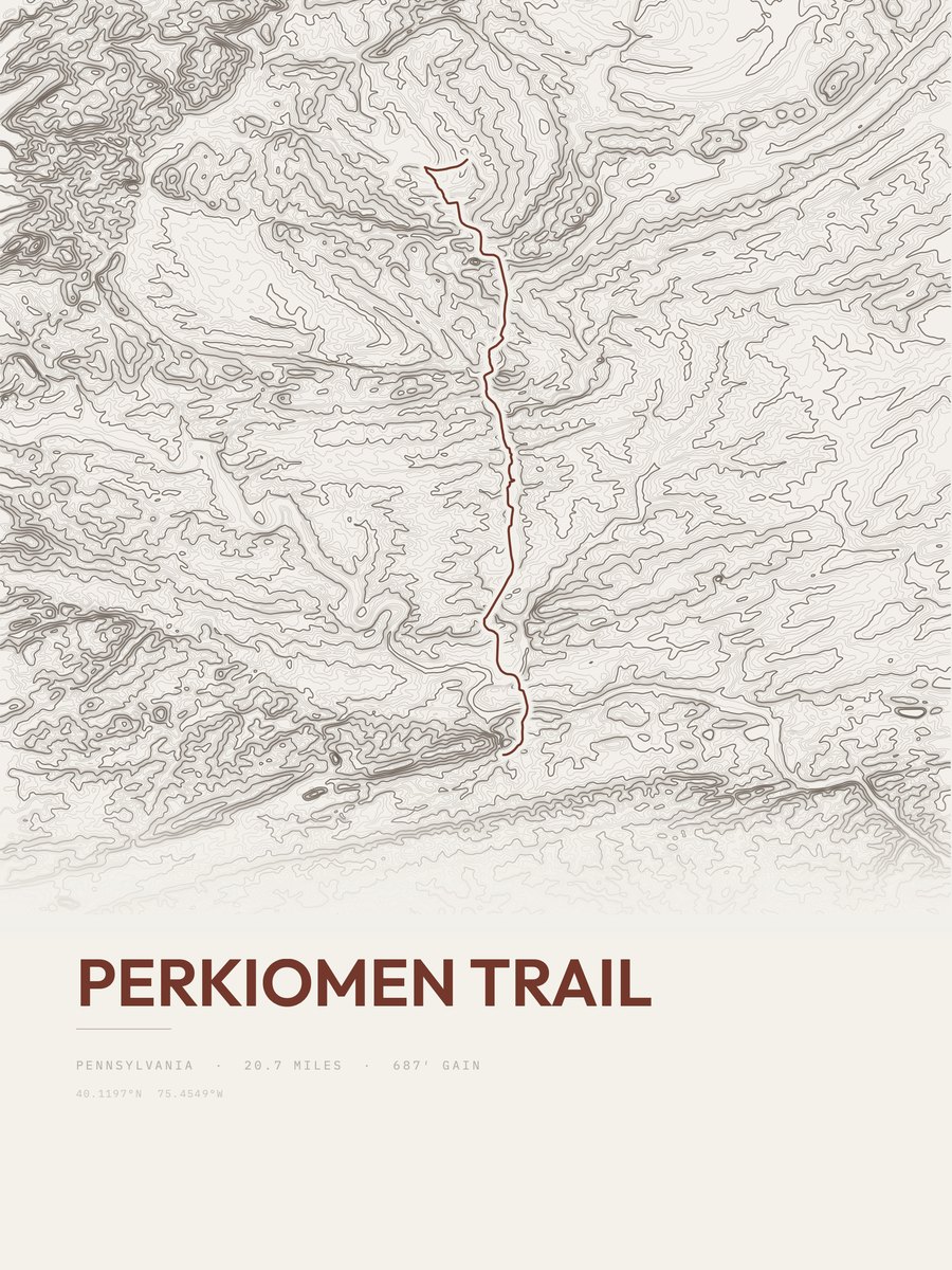 Perkiomen Trail topographic trail print