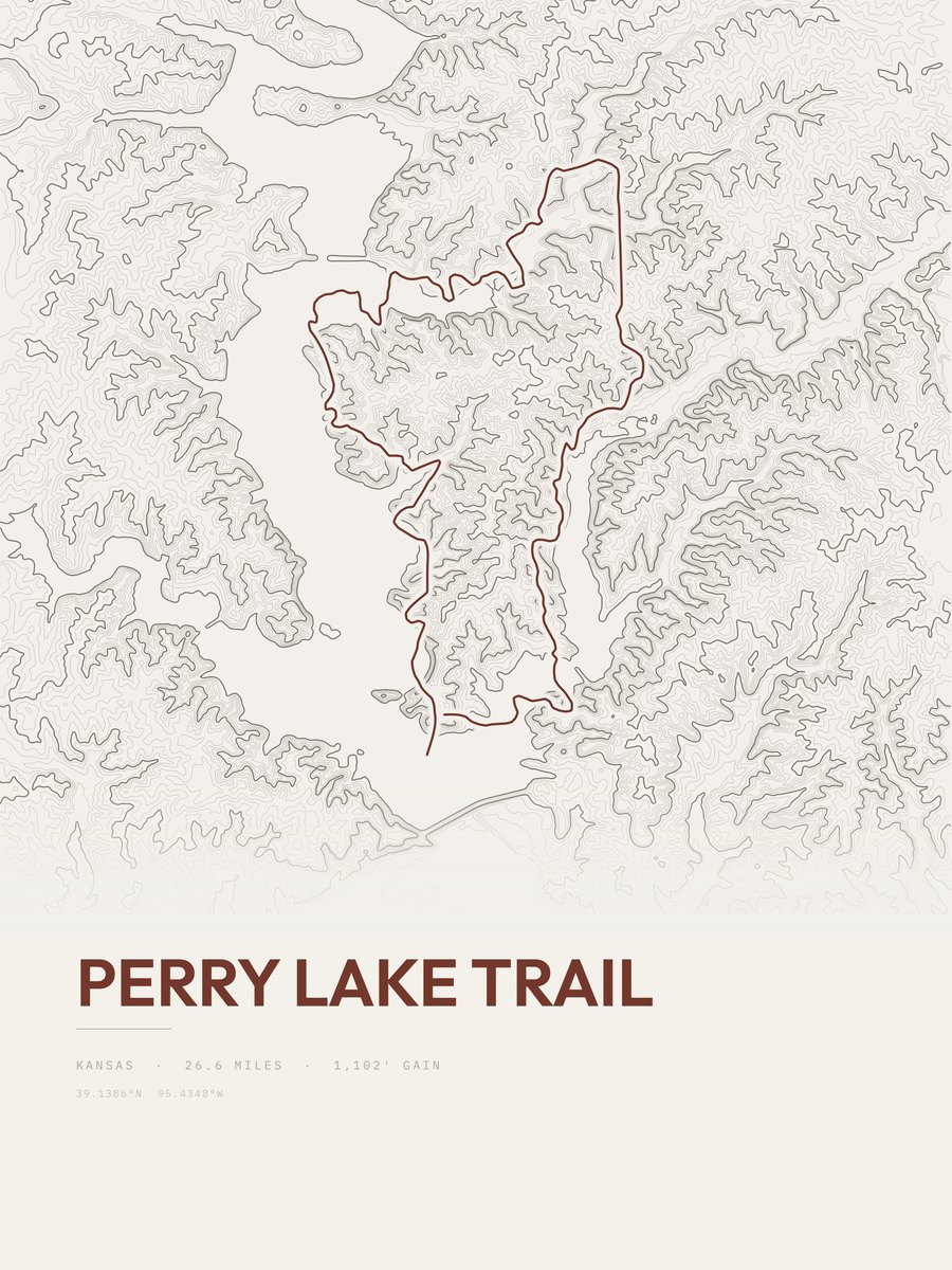 Perry Lake Trail topographic trail print