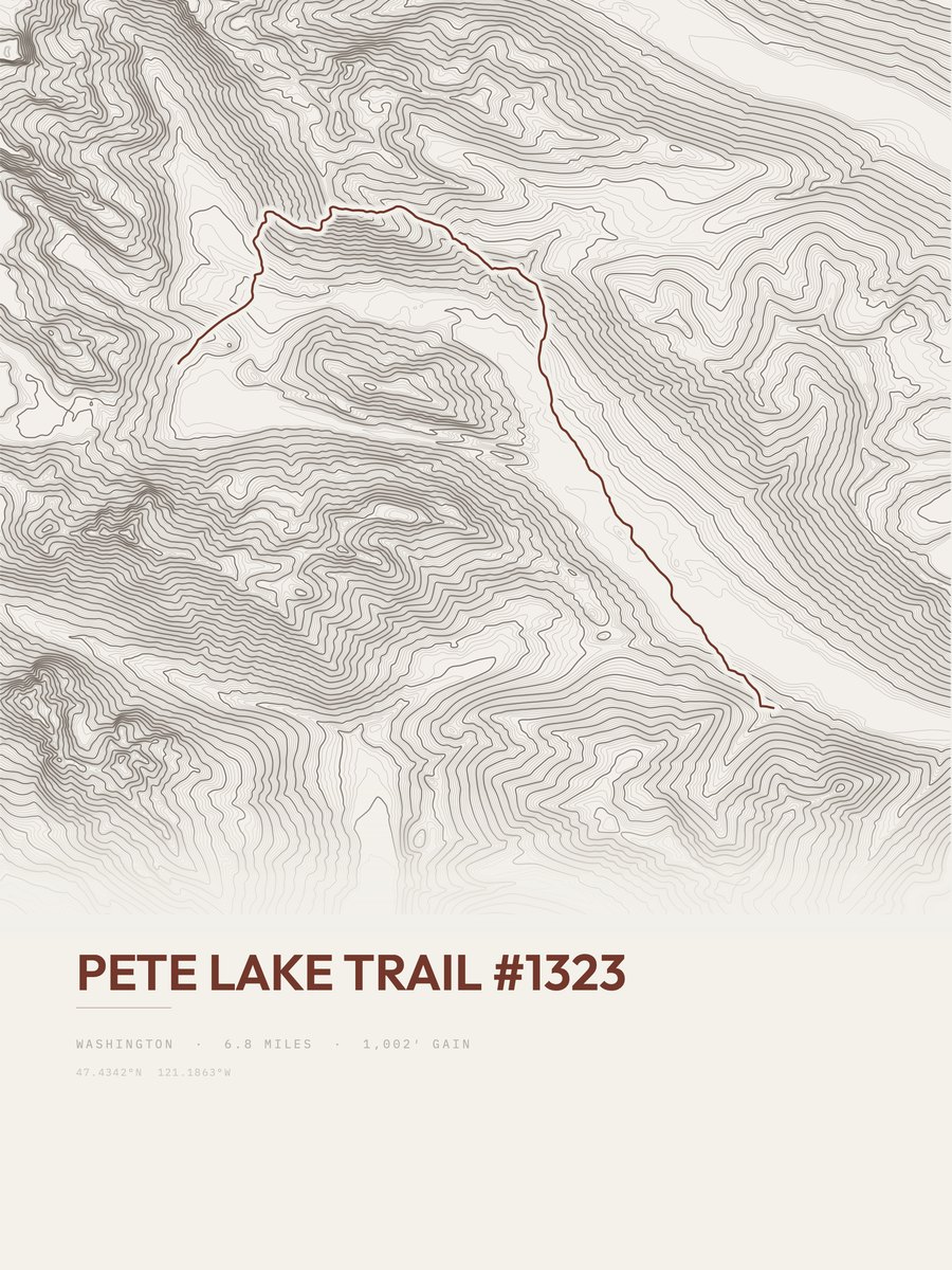 Pete Lake Trail Topographic print