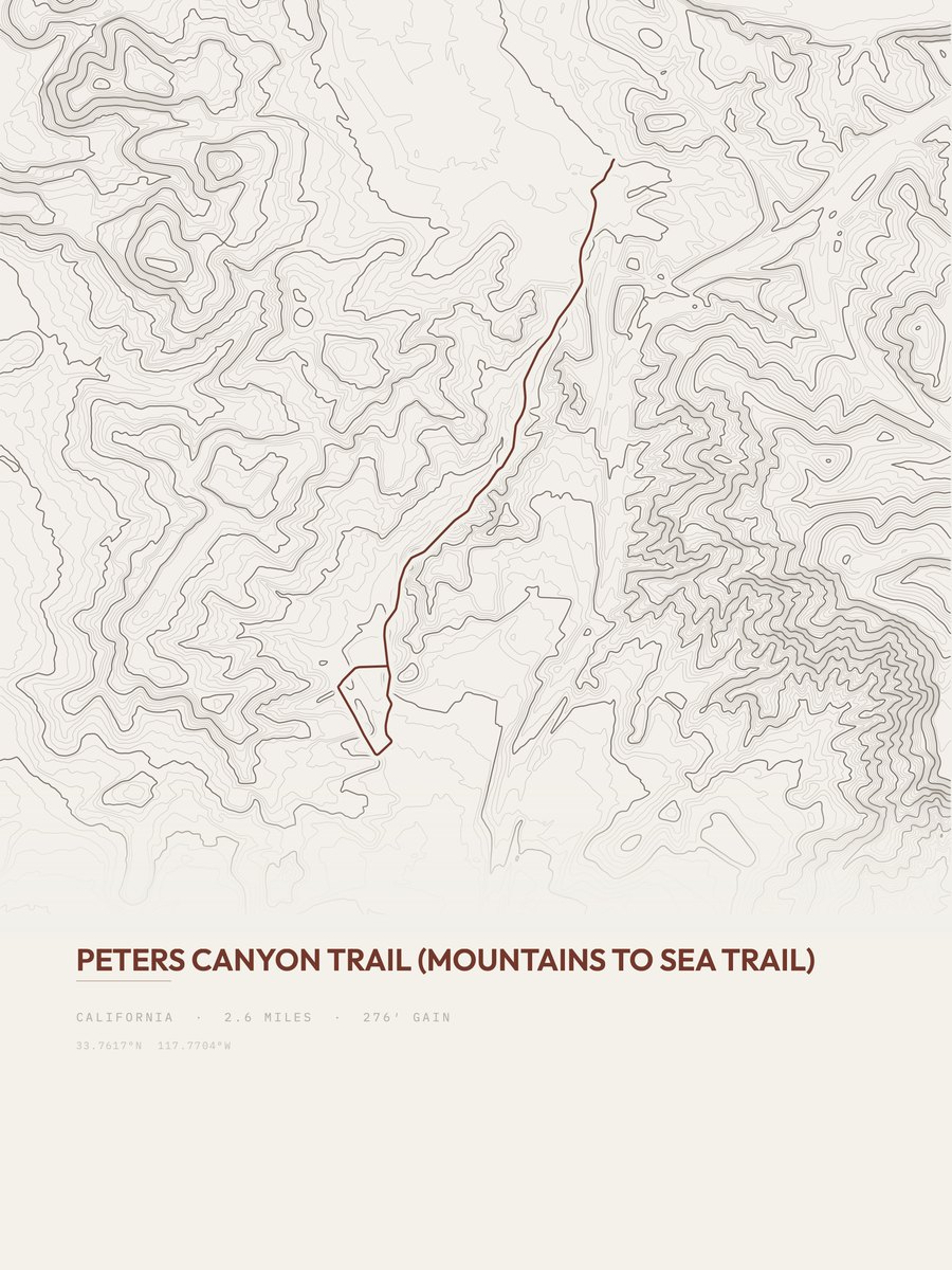 Peters Canyon Trail Topographic print