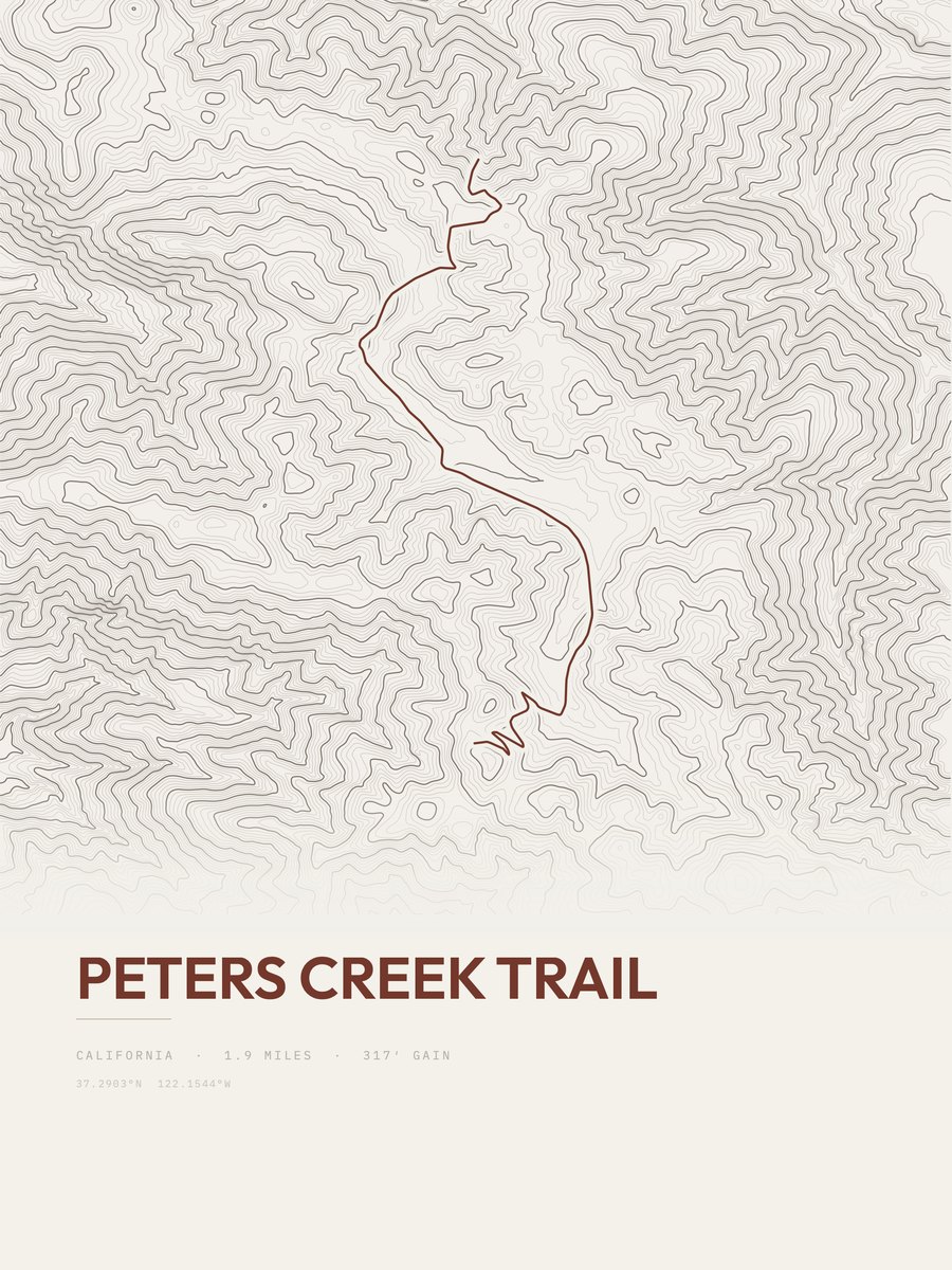 Peters Creek Trail topographic trail print