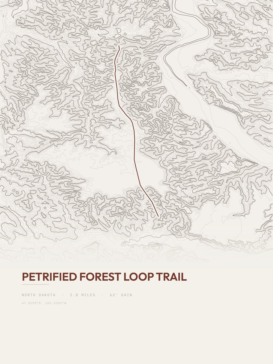 Petrified Forest Loop Trail topographic trail print