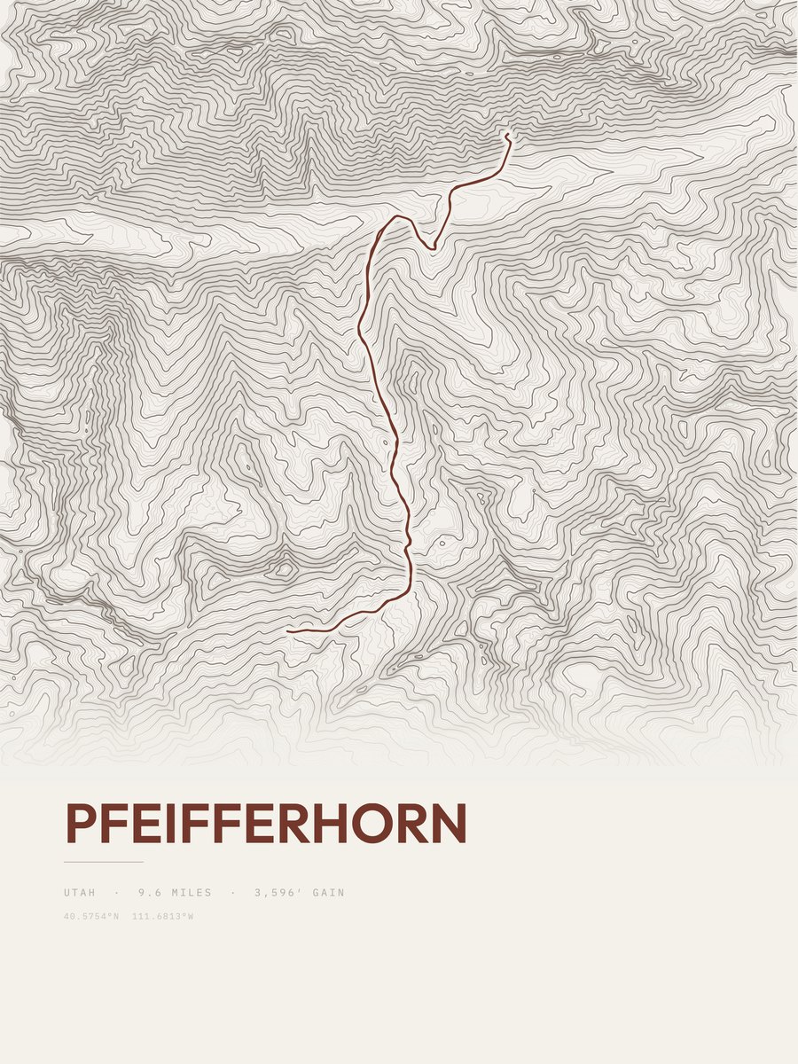 Pfeifferhorn topographic trail print