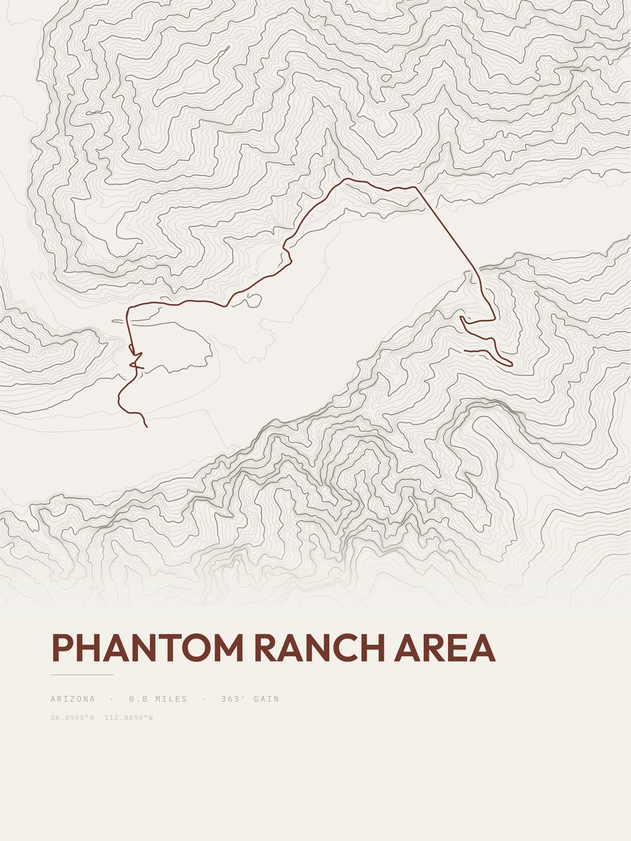 Phantom Ranch Area Topographic print
