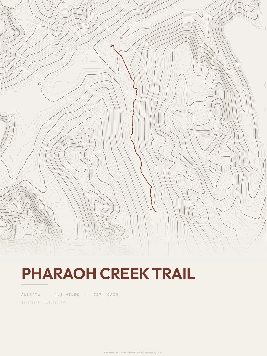 Pharaoh Creek Trail Topographic print