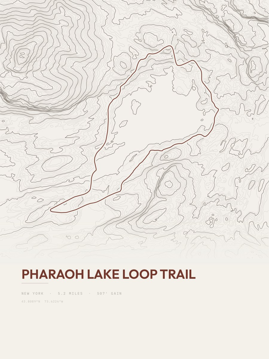 Pharaoh Lake Loop Trail Topographic print