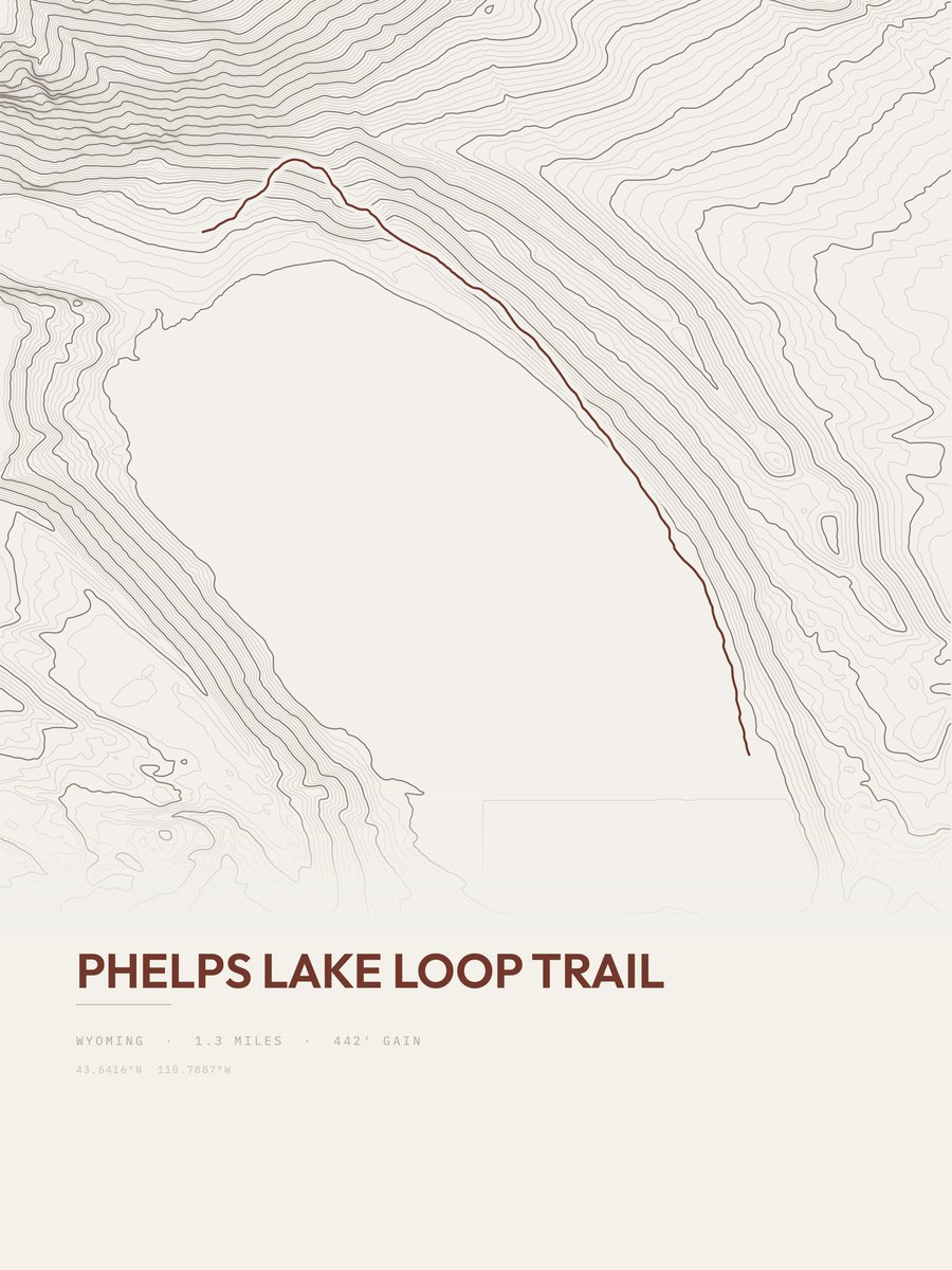 Phelps Lake Loop Trail topographic trail print