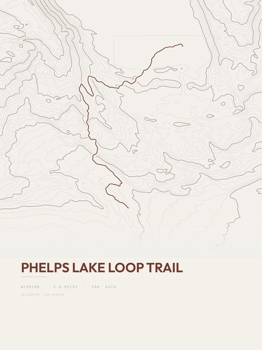 Phelps Lake Loop Trail topographic trail print