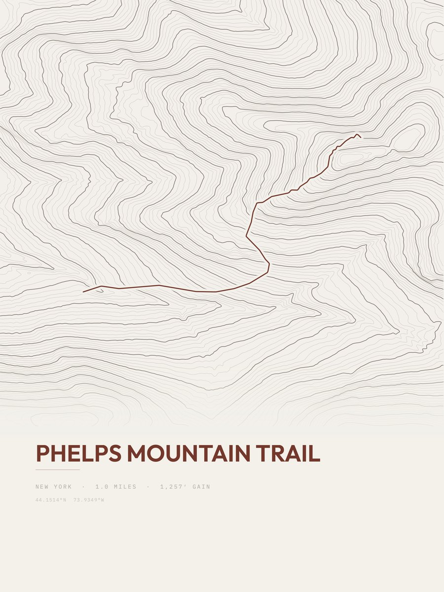 Phelps Mountain Trail Topographic print