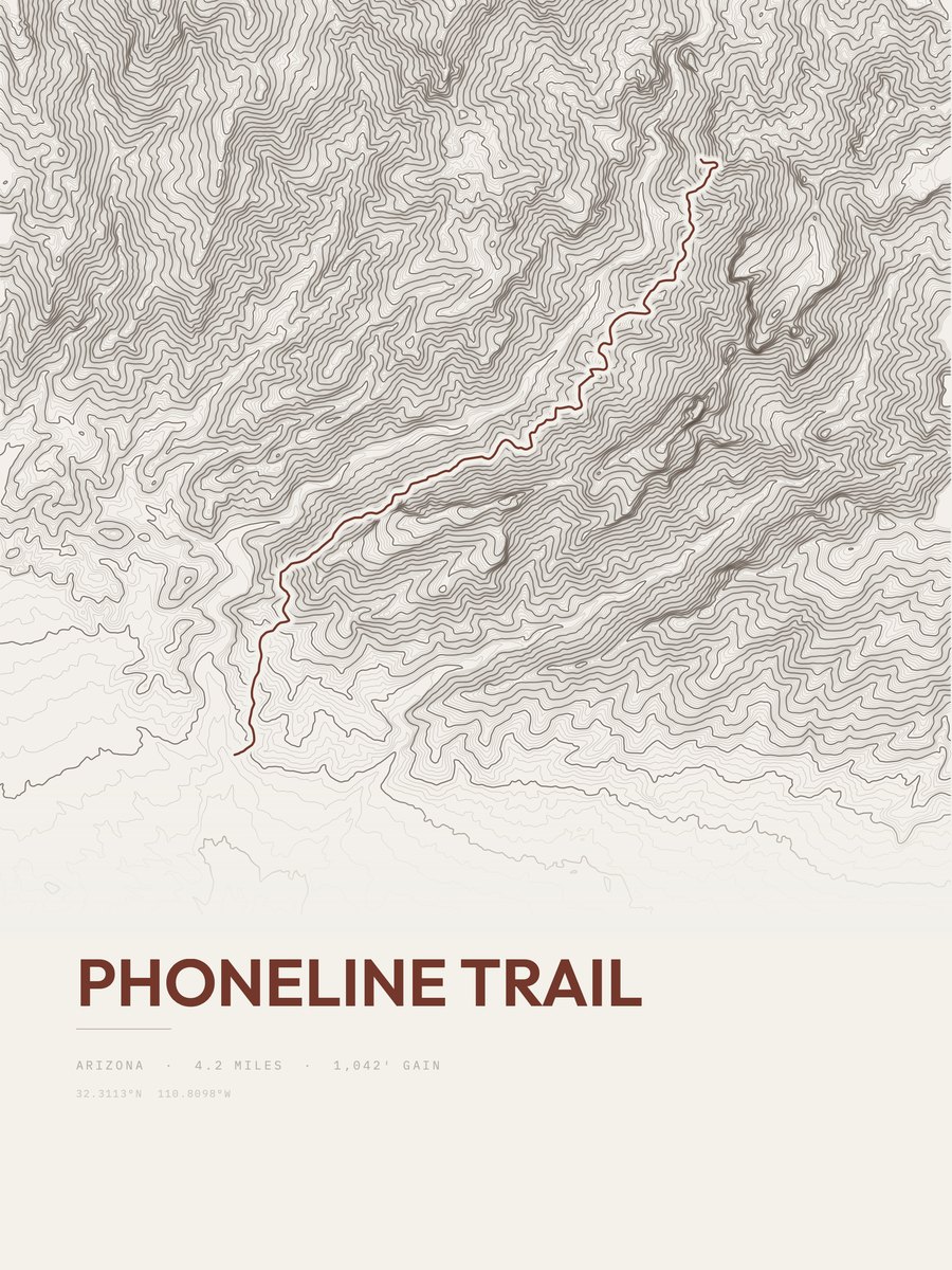 Phoneline Trail topographic trail print