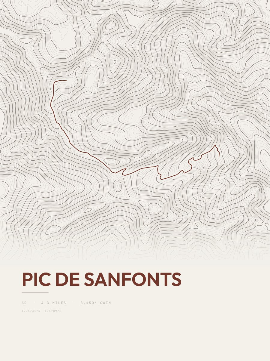 Pic de Sanfonts topographic trail print