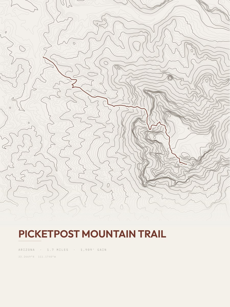 Picketpost Mountain Trail Topographic print
