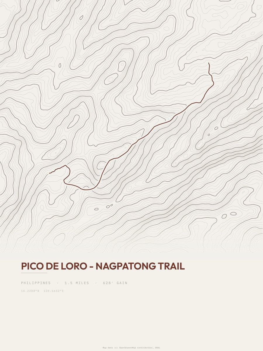 Pico De Loro - Nagpatong Trail Topographic print