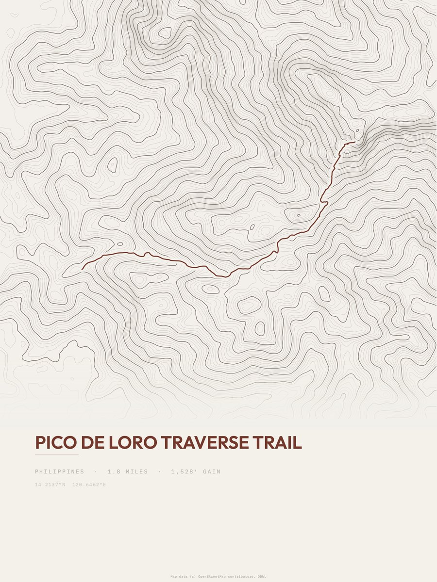 Pico De Loro Traverse Trail Topographic print