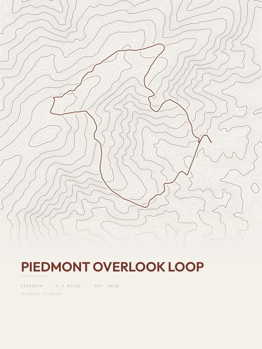 Piedmont Overlook Loop Topographic print