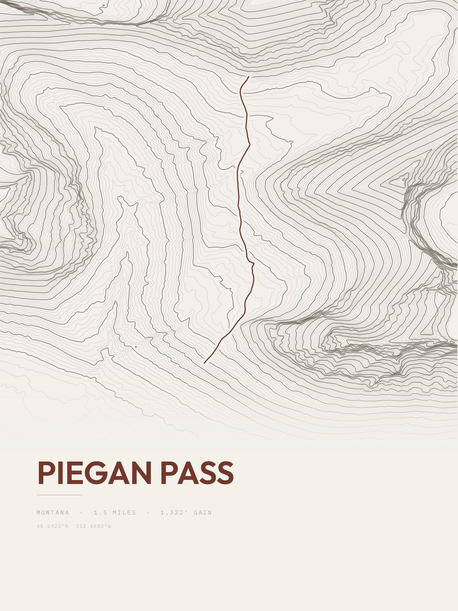 Piegan Pass Topographic print