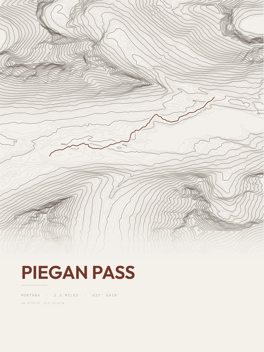 Piegan Pass Topographic print