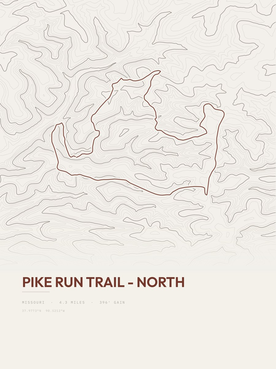 Pike Run Trail - North Topographic print