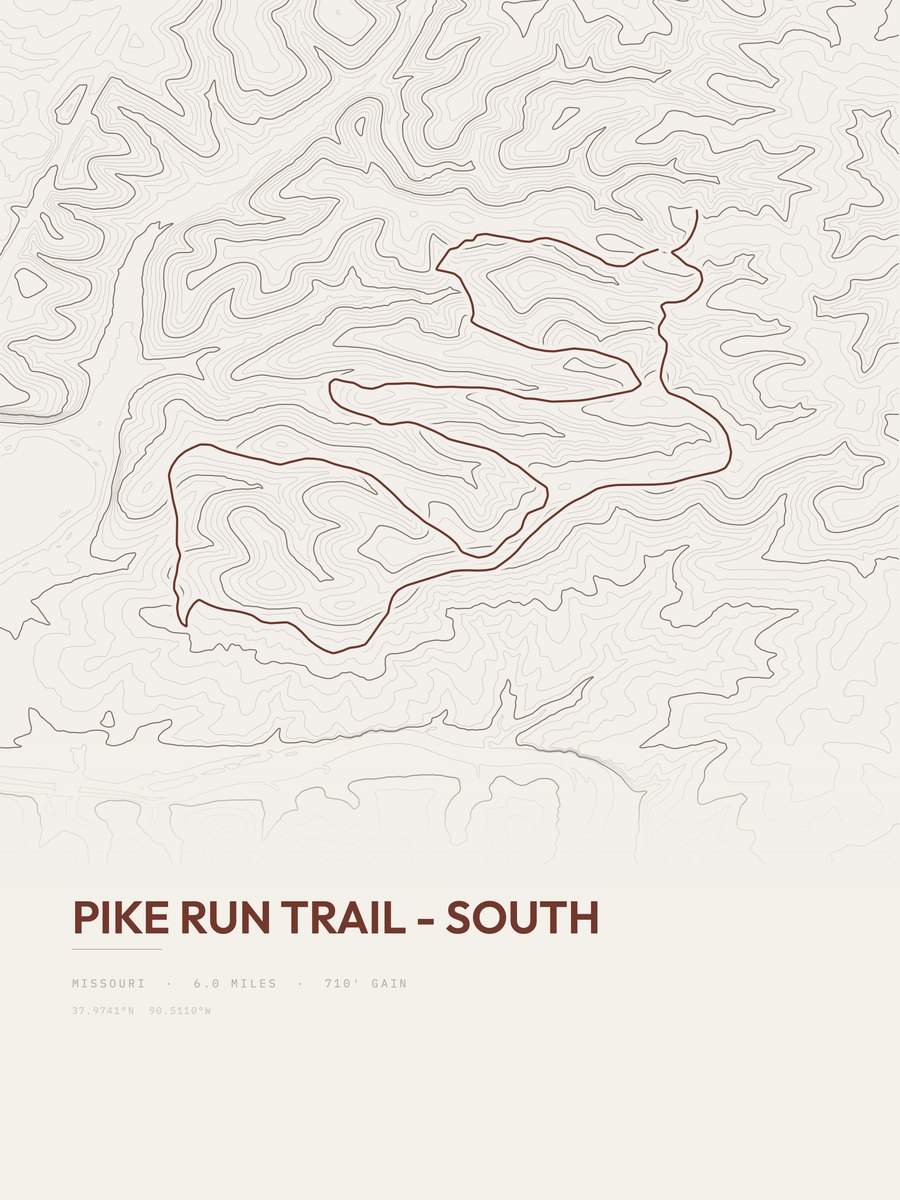 Pike Run Trail - South Topographic print