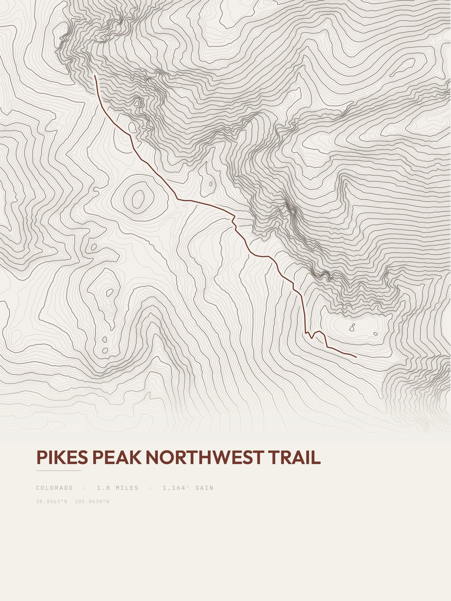 Pikes Peak Northwest Trail Topographic print