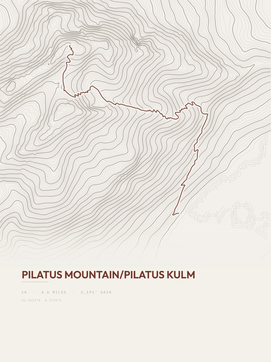 Pilatus Mountain / Pilatus Kulm topographic trail print