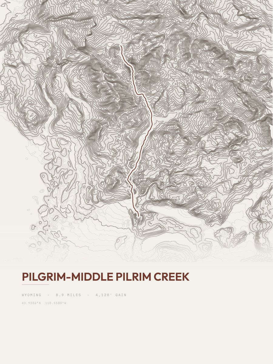 Pilgrim-Middle Pilrim Creek topographic trail print