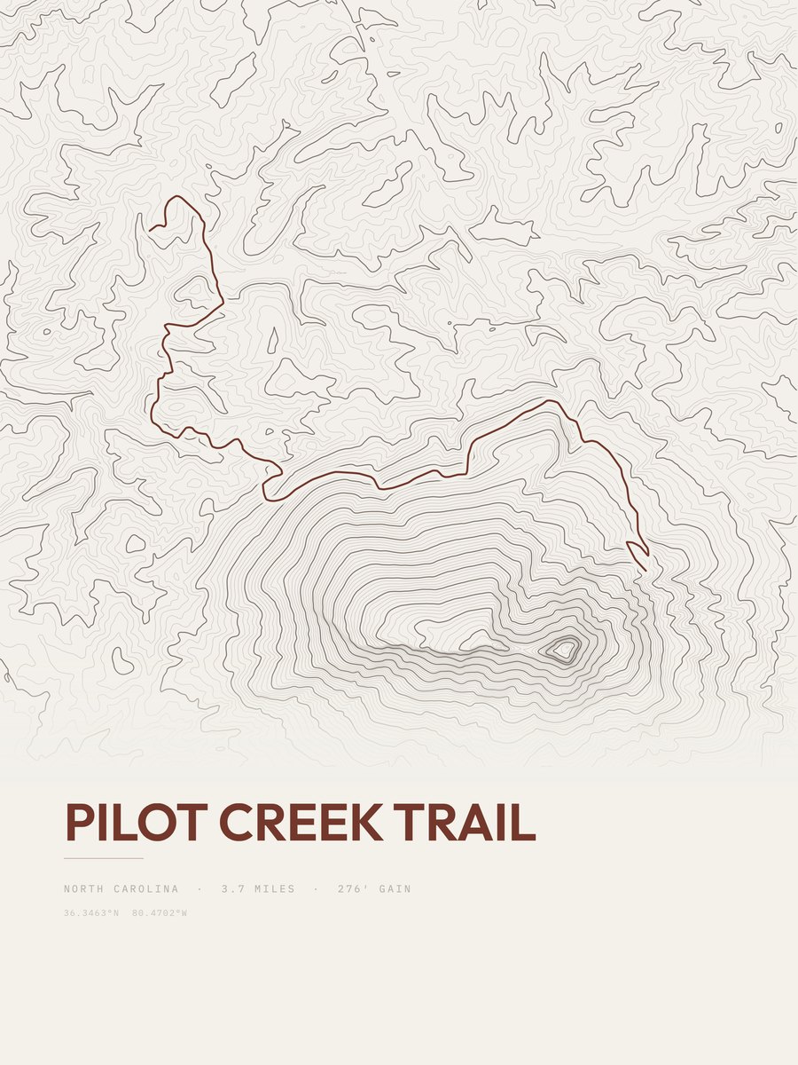 Pilot Creek Trail topographic trail print