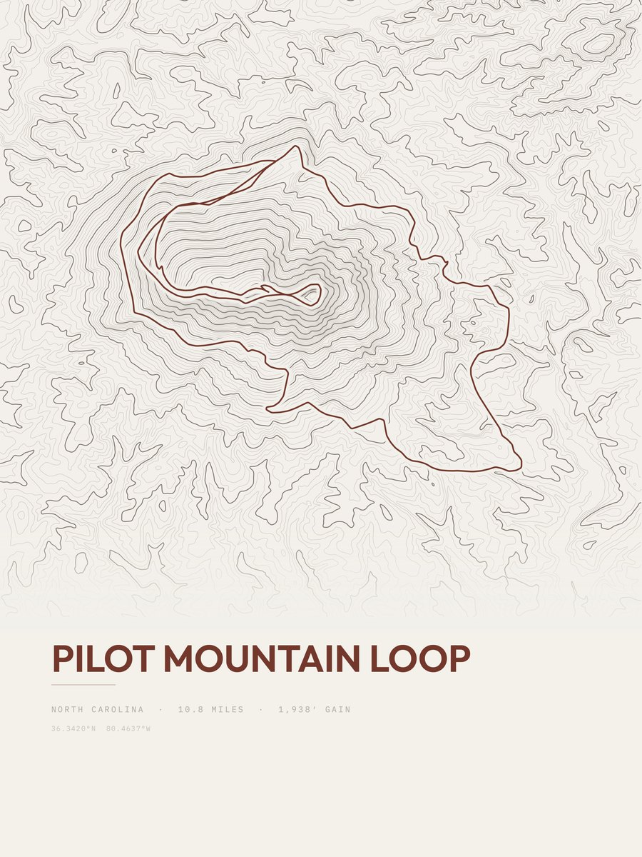 Pilot Mountain Loop Topographic print