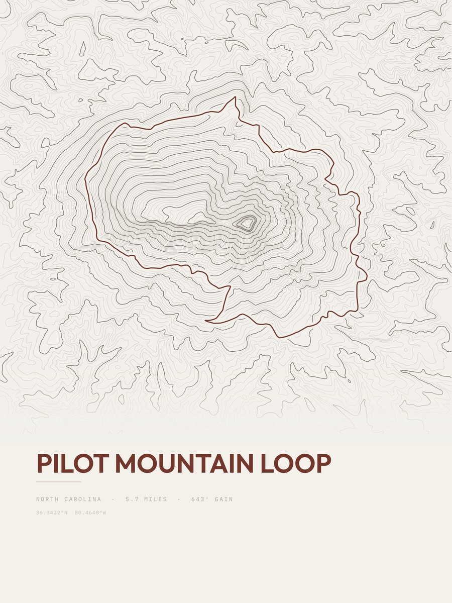 Pilot Mountain Loop Topographic print
