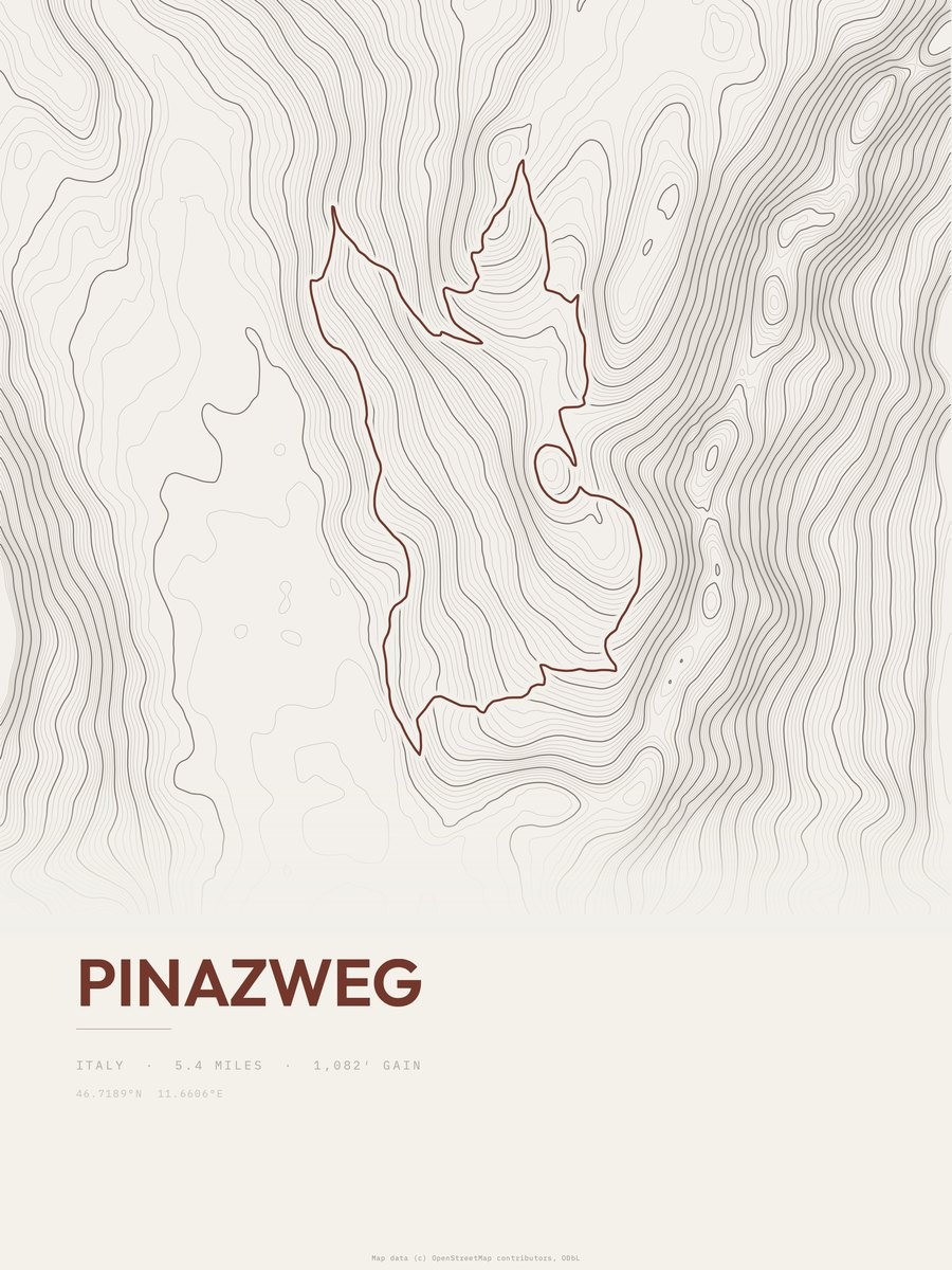 Pinazweg Topographic print
