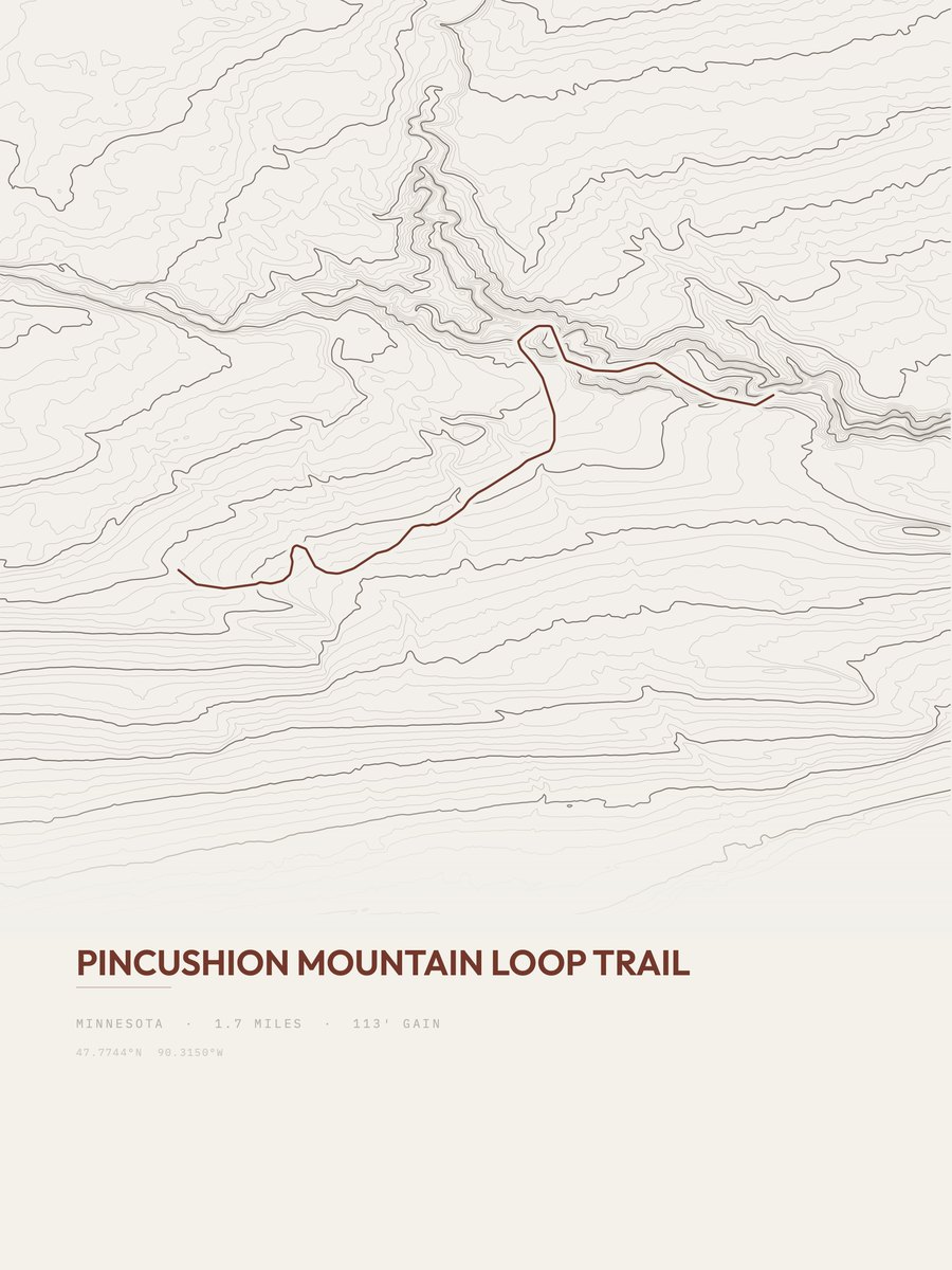 Pincushion Mountain Loop Trail topographic trail print