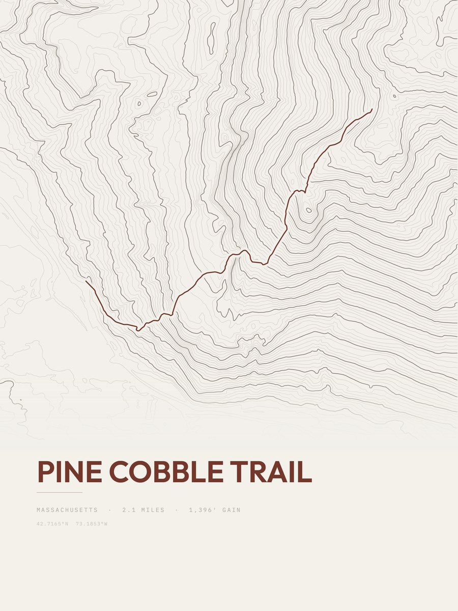 Pine Cobble Trail Topographic print