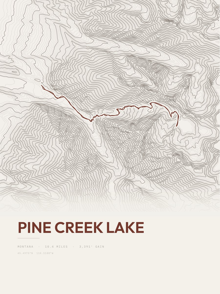 Pine Creek Lake Topographic print