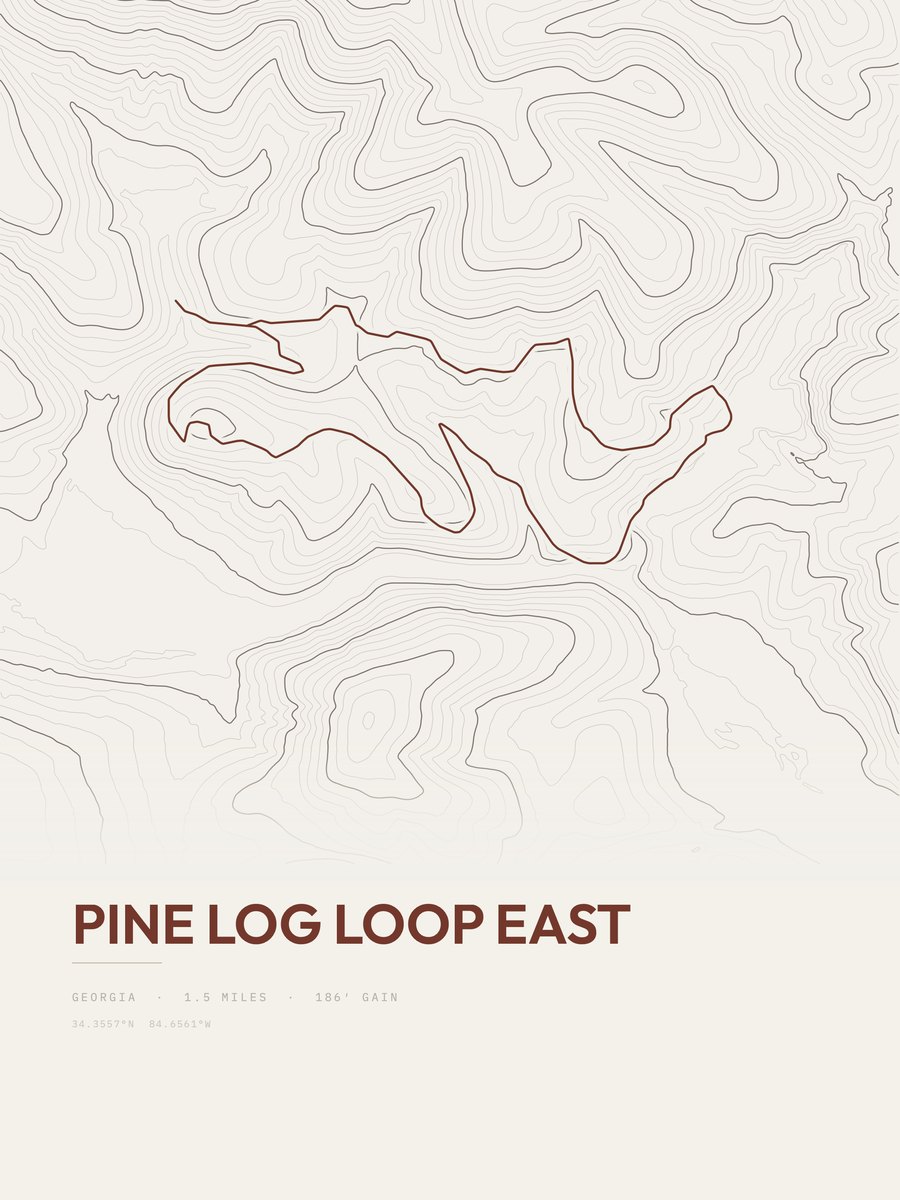 Pine Log Loop East topographic trail print