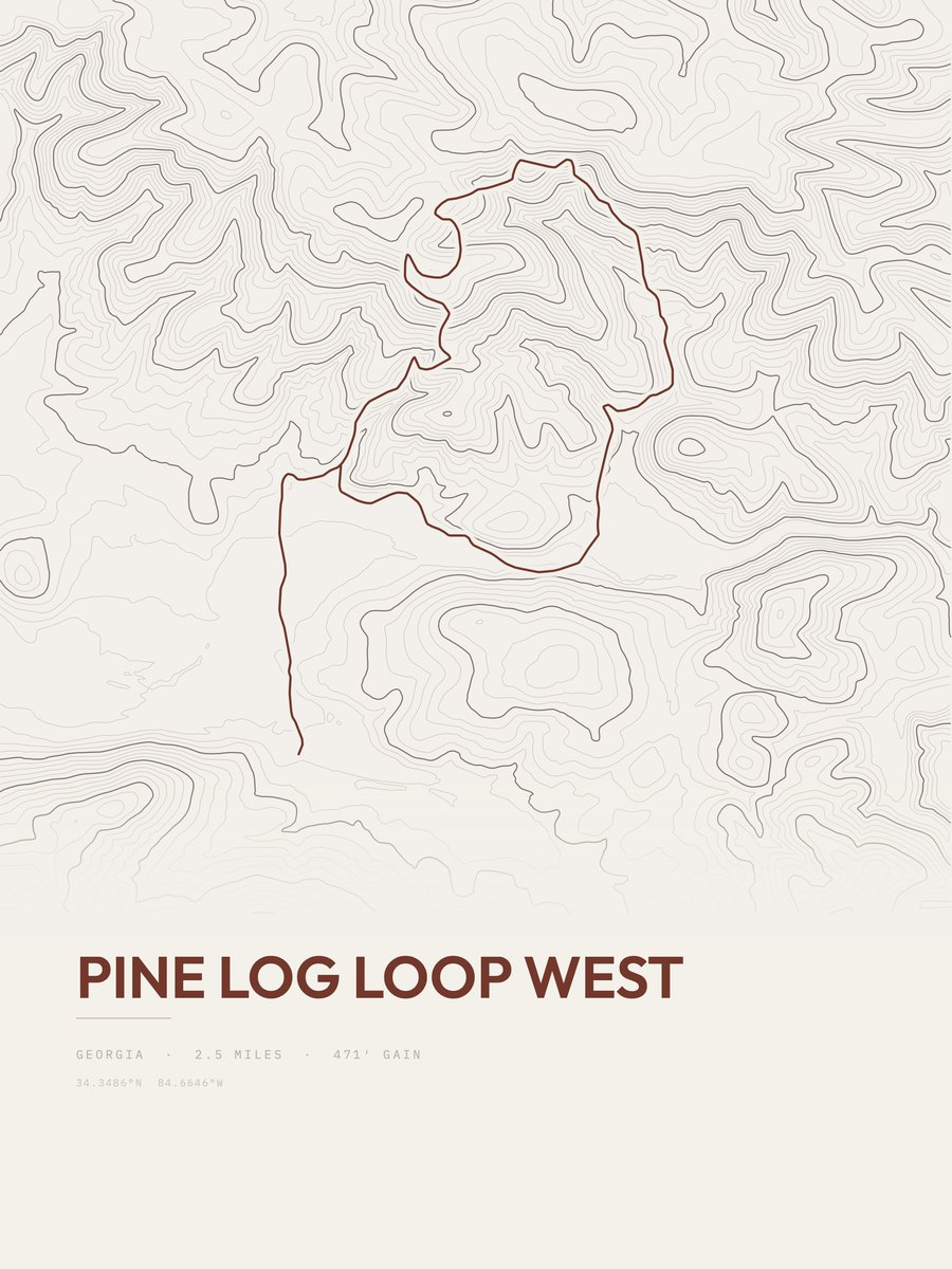 Pine Log Loop West topographic trail print