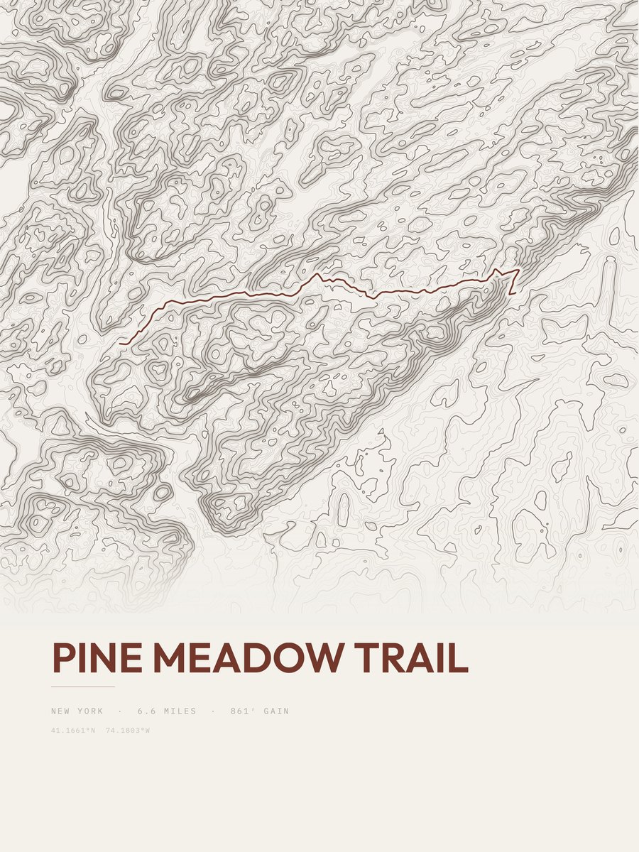 Pine Meadow Trail Topographic print