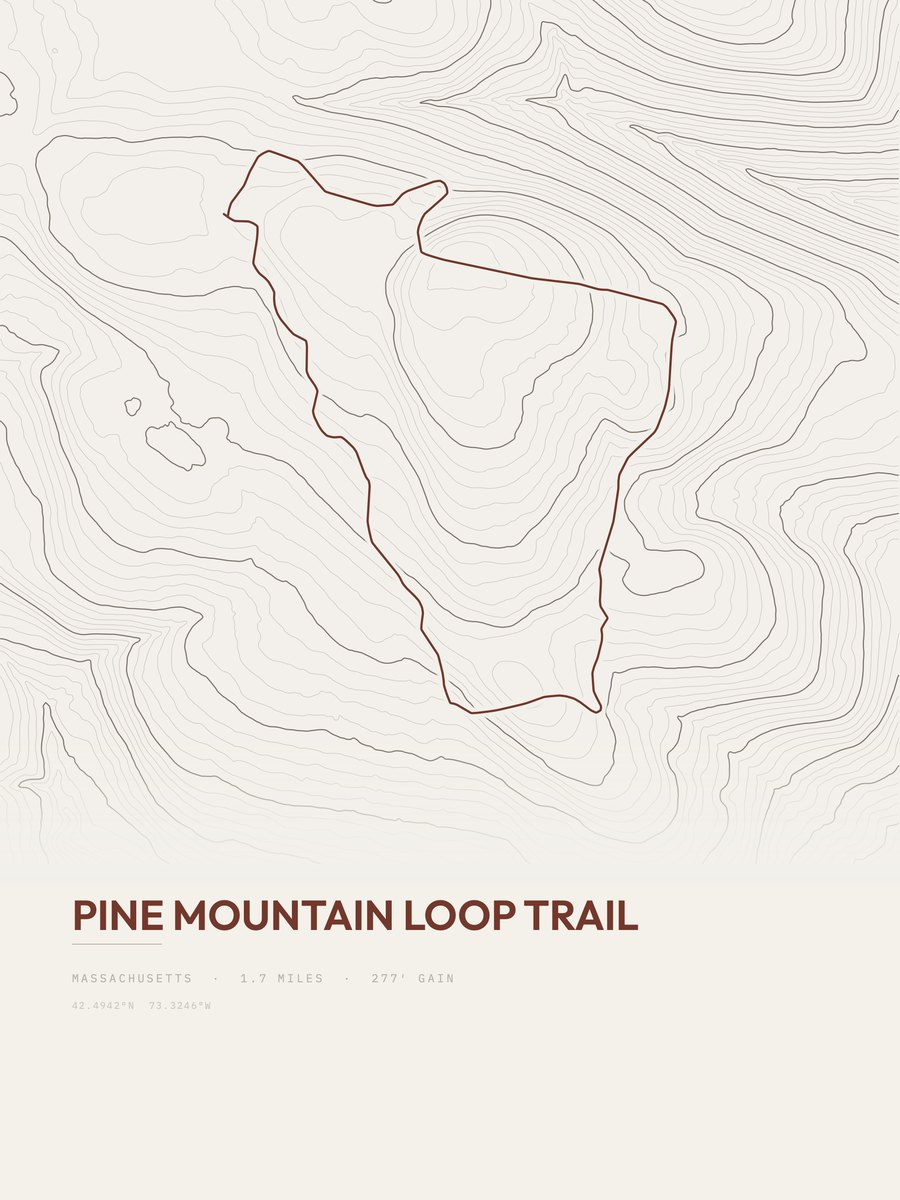 Pine Mountain Loop Trail topographic trail print