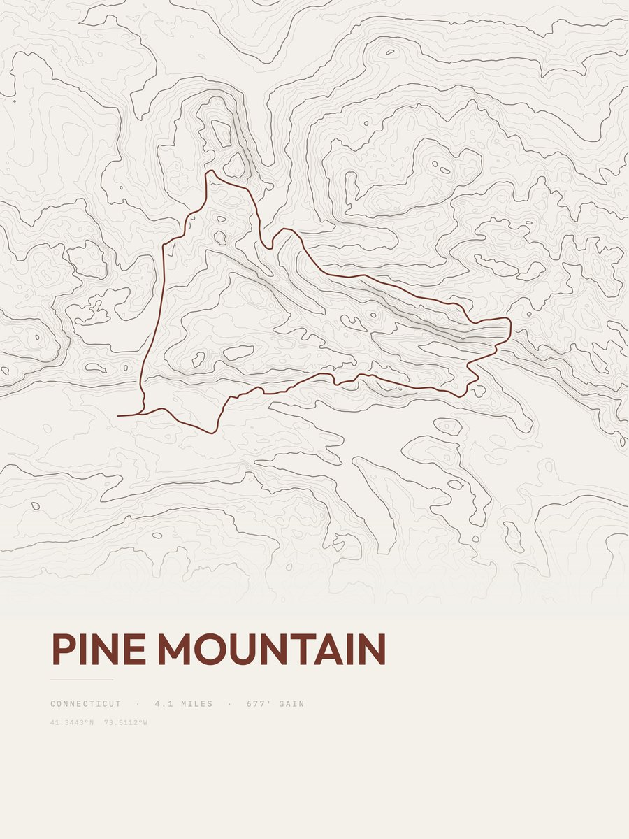 Pine Mountain topographic trail print