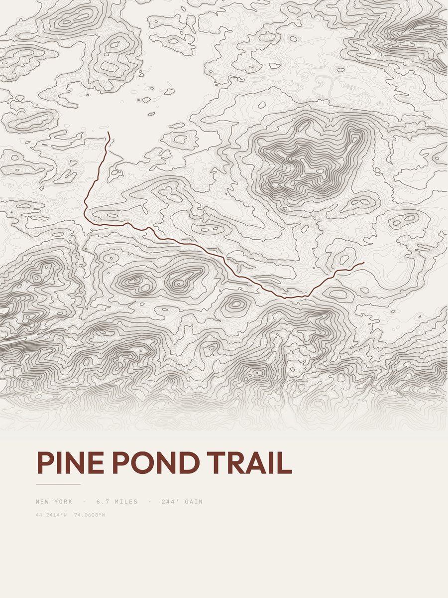 Pine Pond Trail Topographic print